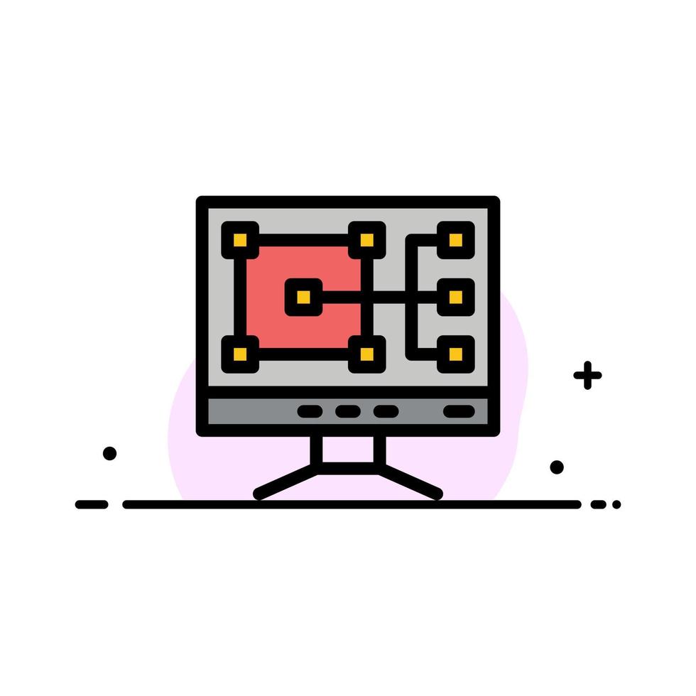 computer costruzione riparazione attività commerciale piatto linea pieno icona vettore bandiera modello