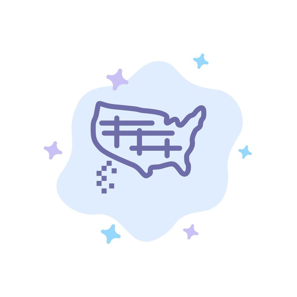carta geografica stati unito Stati Uniti d'America blu icona su astratto nube sfondo vettore