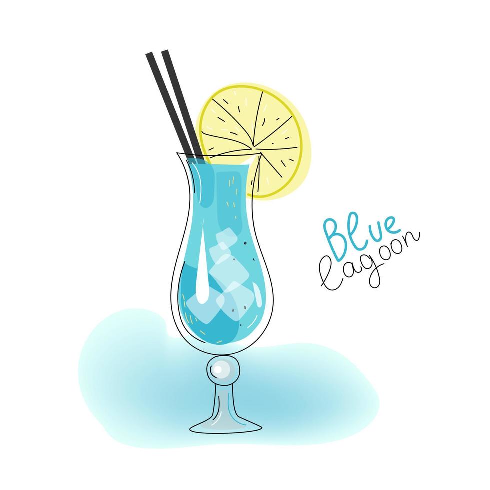 blye laguna alcool cocktail, vettore colorato scarabocchio mano disegnato schizzo illustrazione.