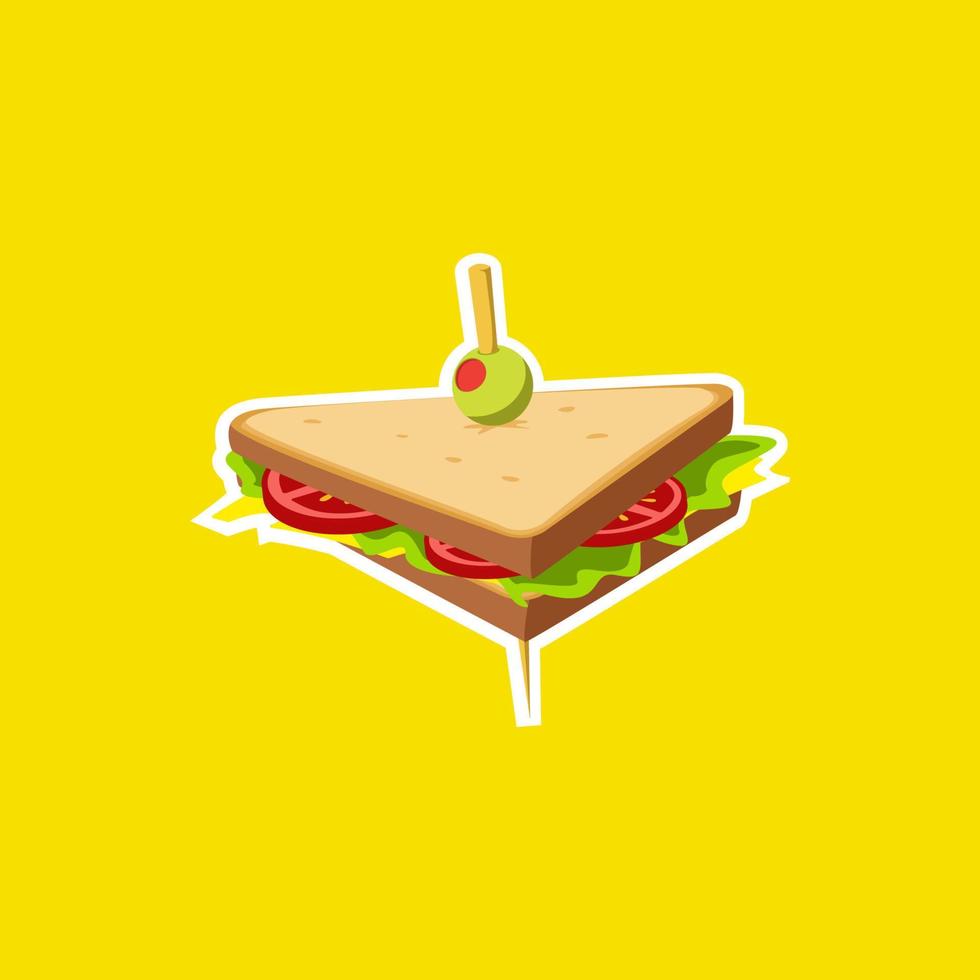 triangolo club Sandwich pane con tomtao, insalata illustrazione vettore