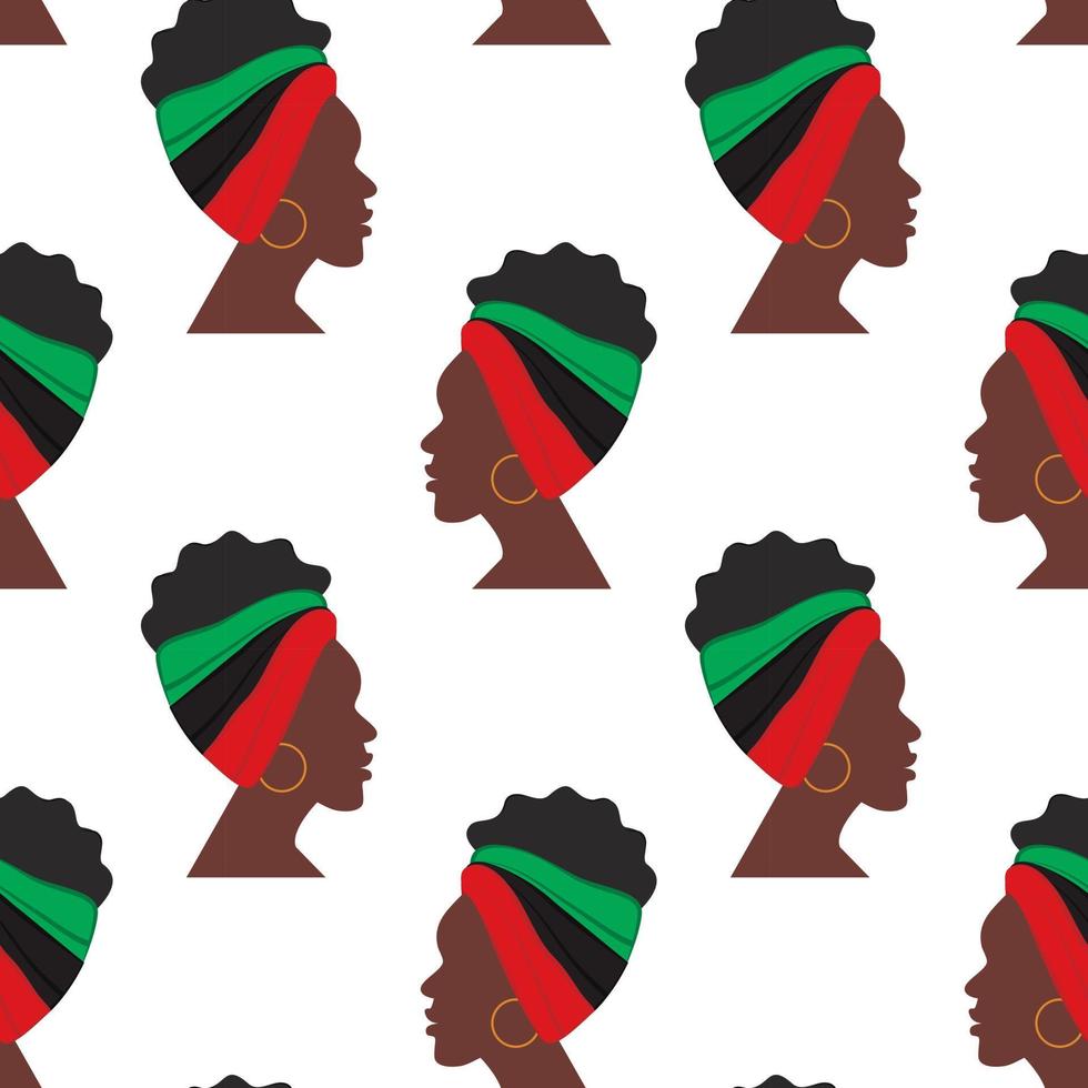 senza soluzione di continuità modello di africano donna profilo con fascia per capelli nel nazionale colori trasformato nel diverso sentiero vettore