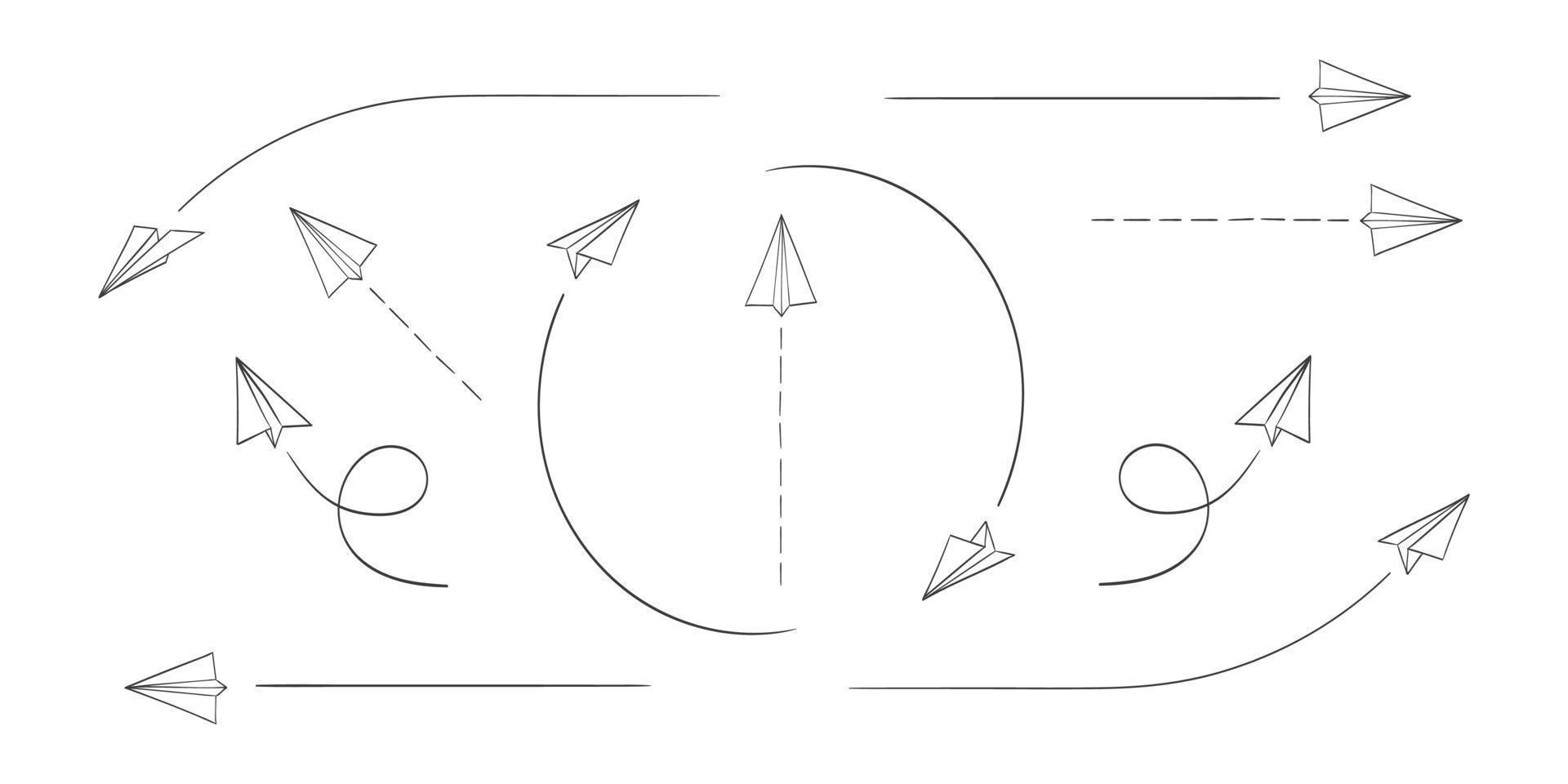 frecce carta aereo. scarabocchio carta aereo icone. mano disegnato carta aereo. vettore illustrazione