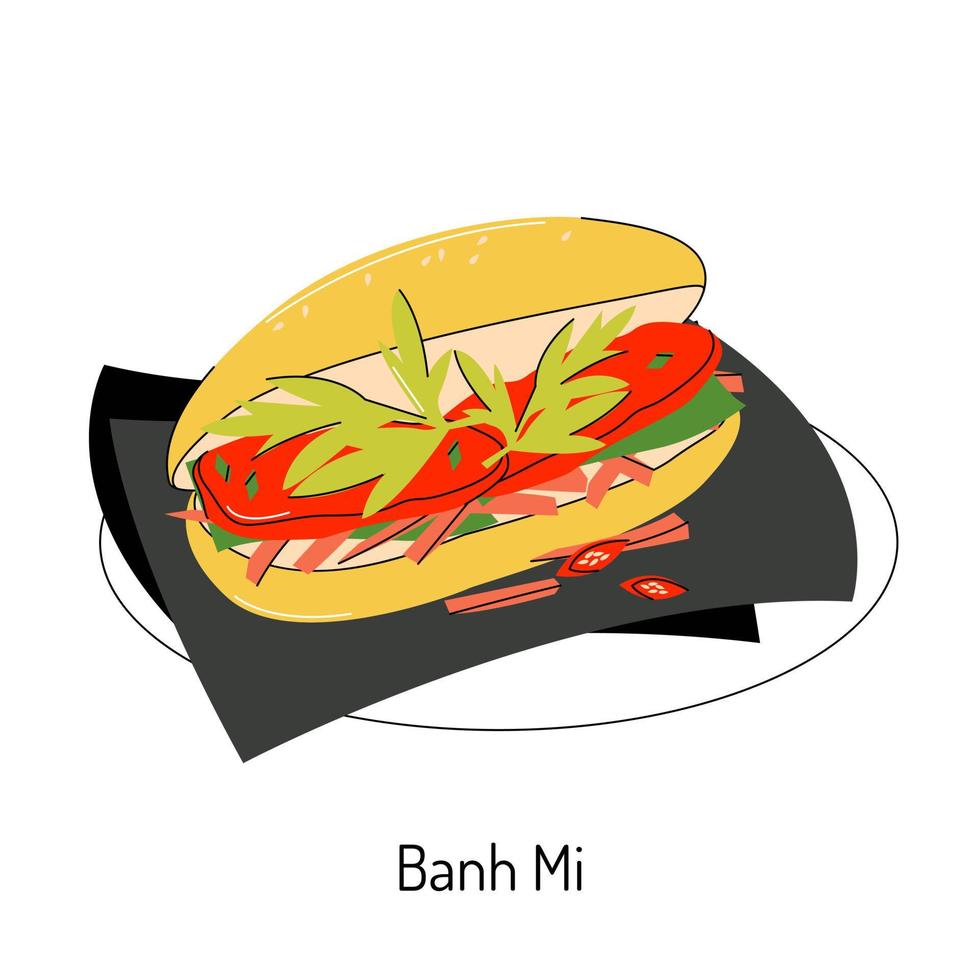 luminosa vettore illustrazione di asiatico cibo. vietnamita menù, asiatico piatti per menu e ristoranti.