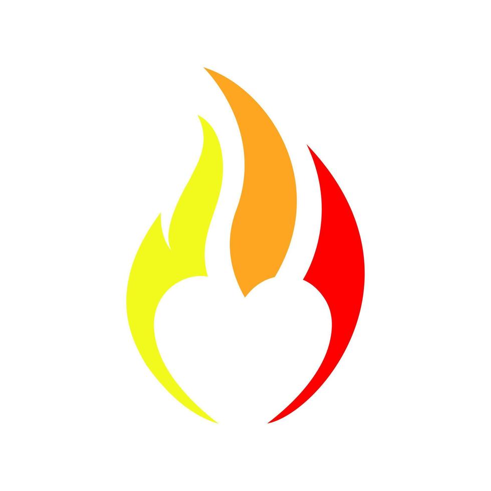 fiamma cuore caldo fuoco logo design vettore illustrazione
