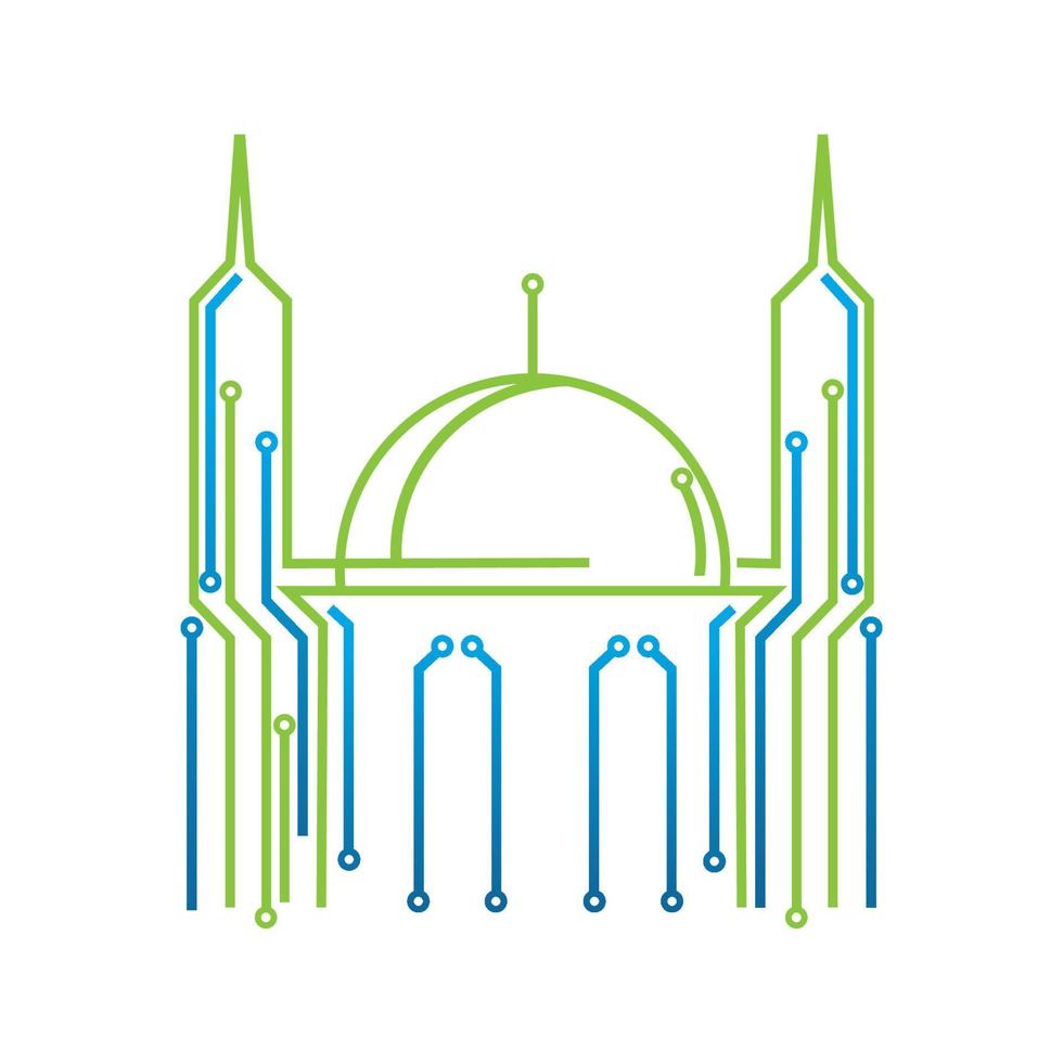 islamico centro edificio musulmano centro moschea logo design grafico concetto vettore