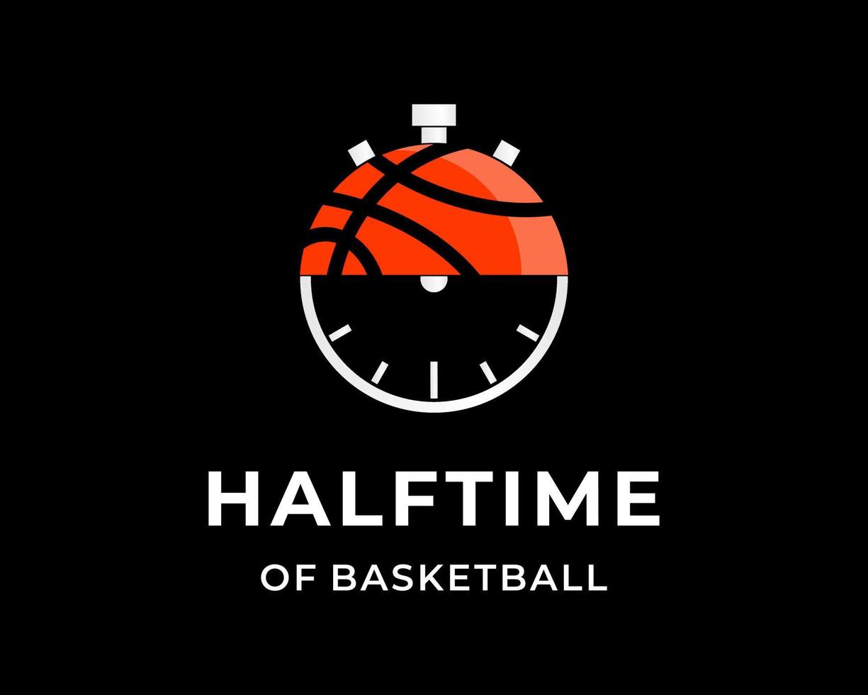 pallacanestro e Timer logo design. vettore