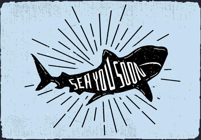 Illustrazione di sagoma squalo vettoriale gratuito con tipografia