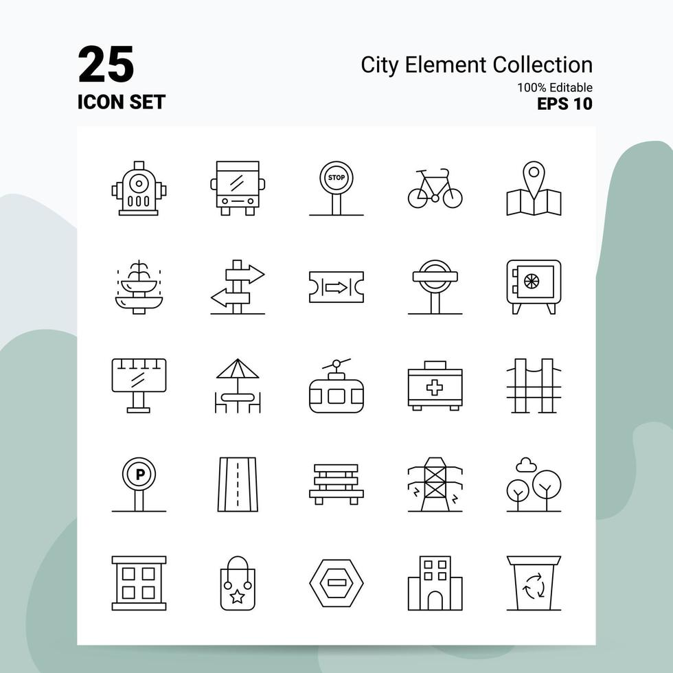 25 città elemento collezione icona impostato 100 modificabile eps 10 File attività commerciale logo concetto idee linea icona design vettore