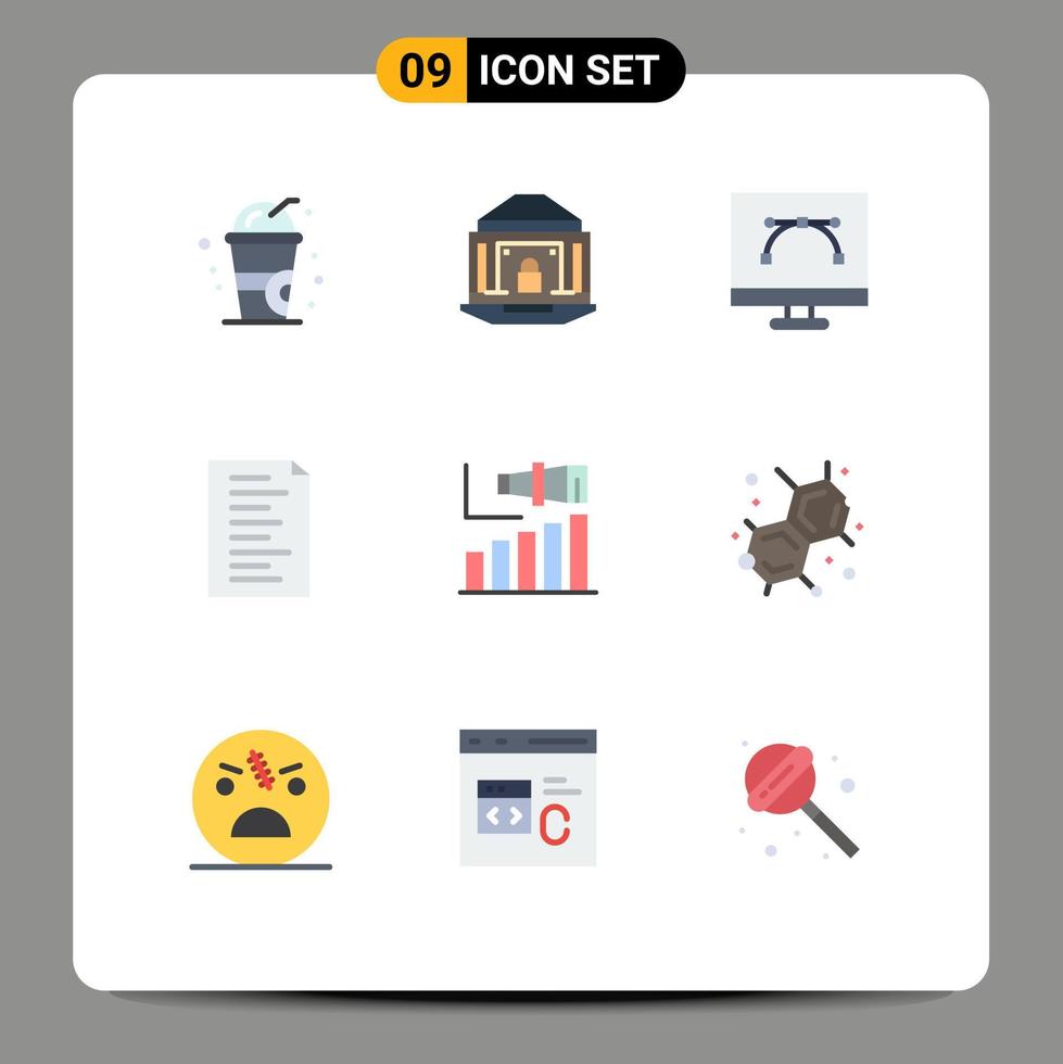 gruppo di 9 piatto colori segni e simboli per lungo sito web bezier attrezzo html penna attrezzo modificabile vettore design elementi
