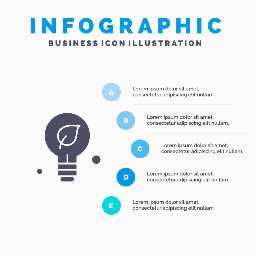 ecologia ambiente verde idea solido icona infografica 5 passaggi presentazione sfondo vettore