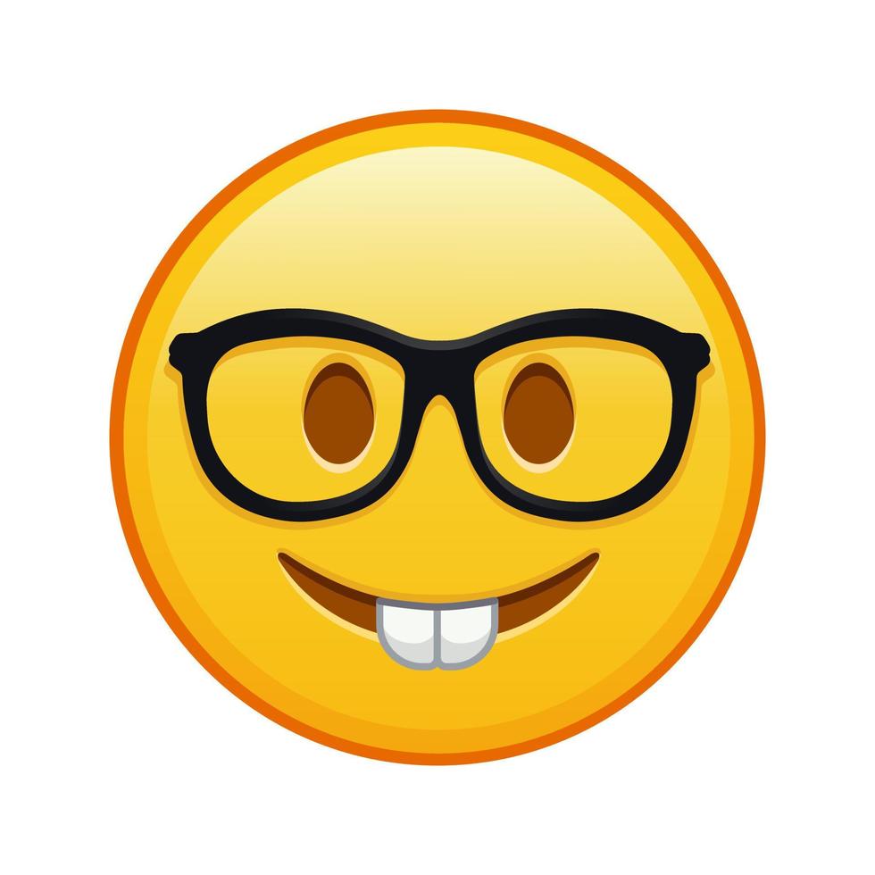 nerd viso grande dimensione di giallo emoji Sorridi vettore