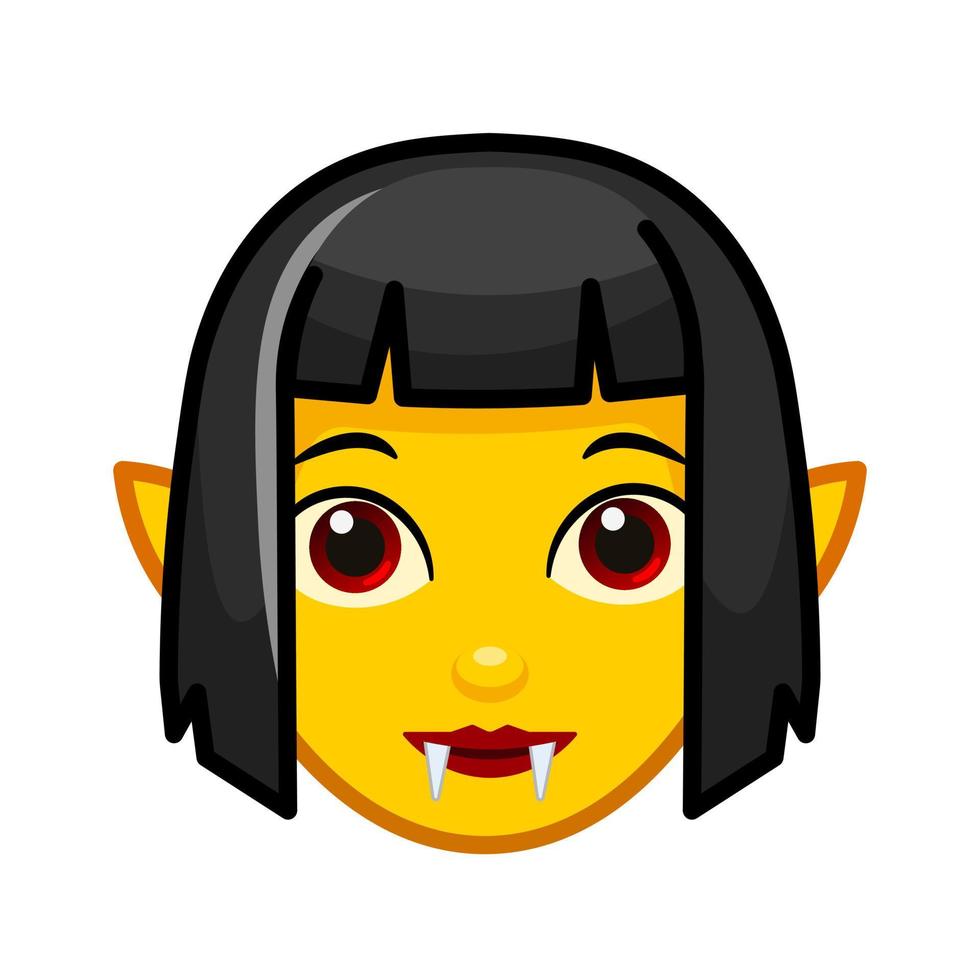 femmina vampiro o dracula grande dimensione di giallo emoji viso vettore