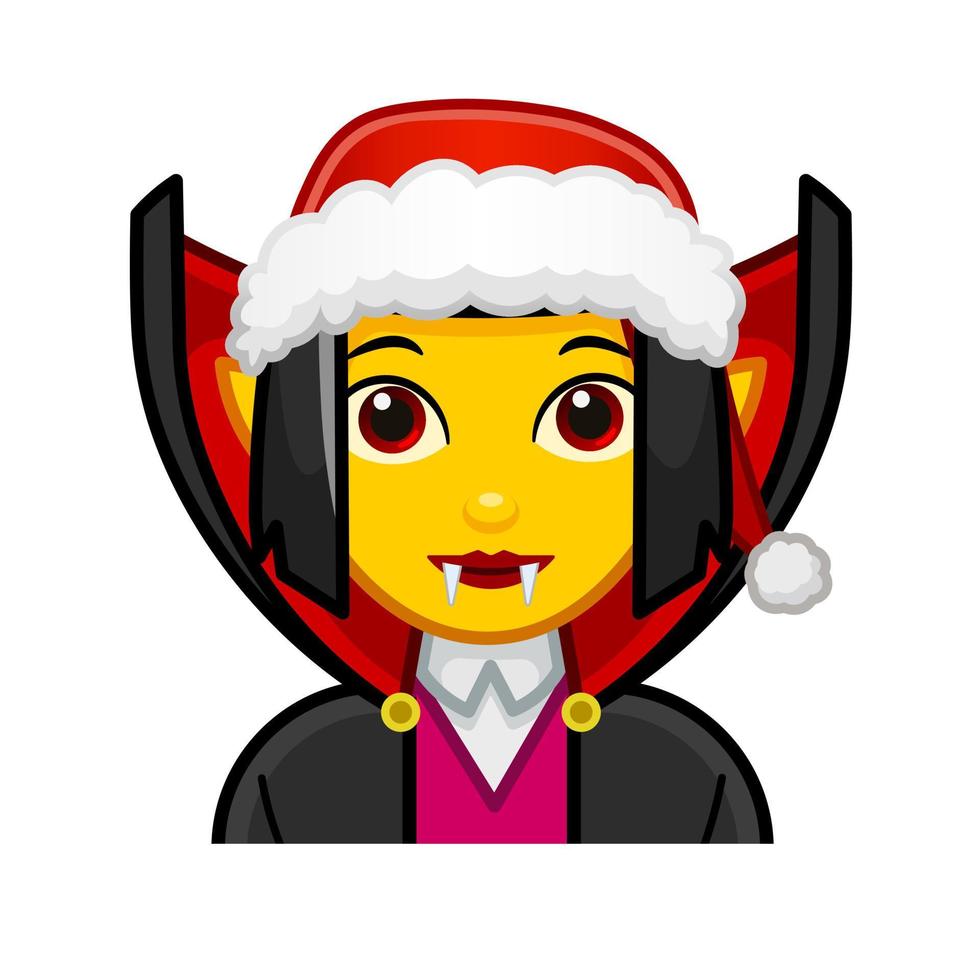 Natale femmina vampiro o dracula grande dimensione di giallo emoji viso vettore