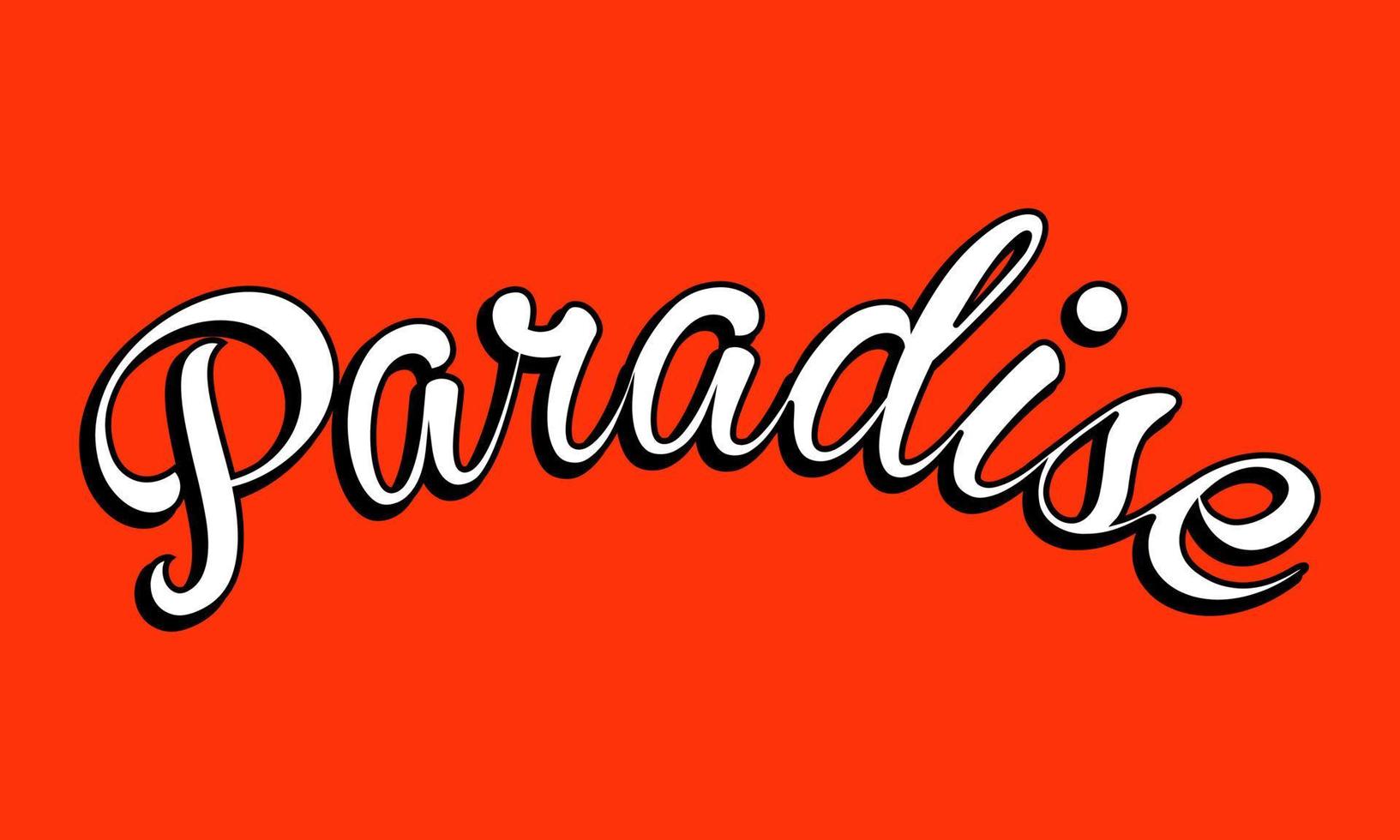 Paradiso tipografia testo effetto lettering vettore illustrazione design isolato su rosso sfondo