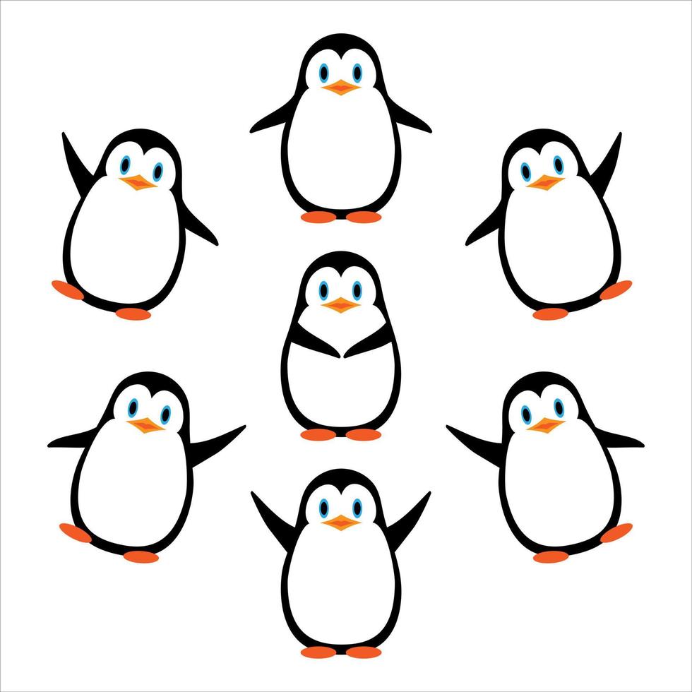 vettore illustrazione. divertente pinguini. un' collezione nel un' piatto stile
