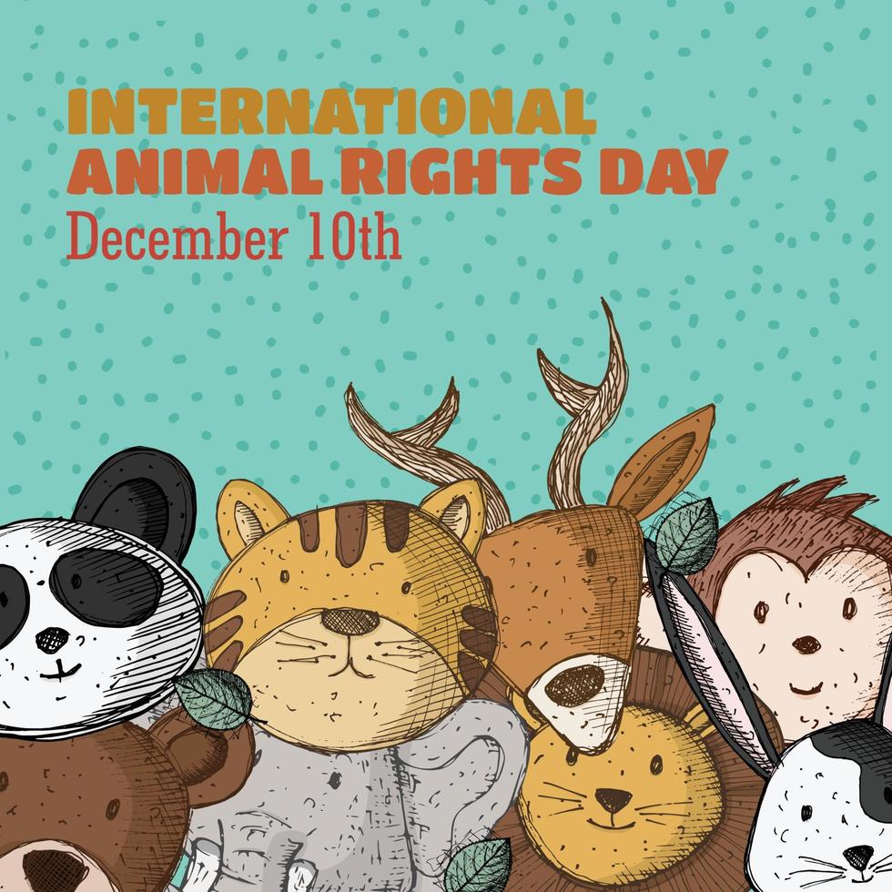 mano disegno internazionale animale diritti giorno bandiera vettore