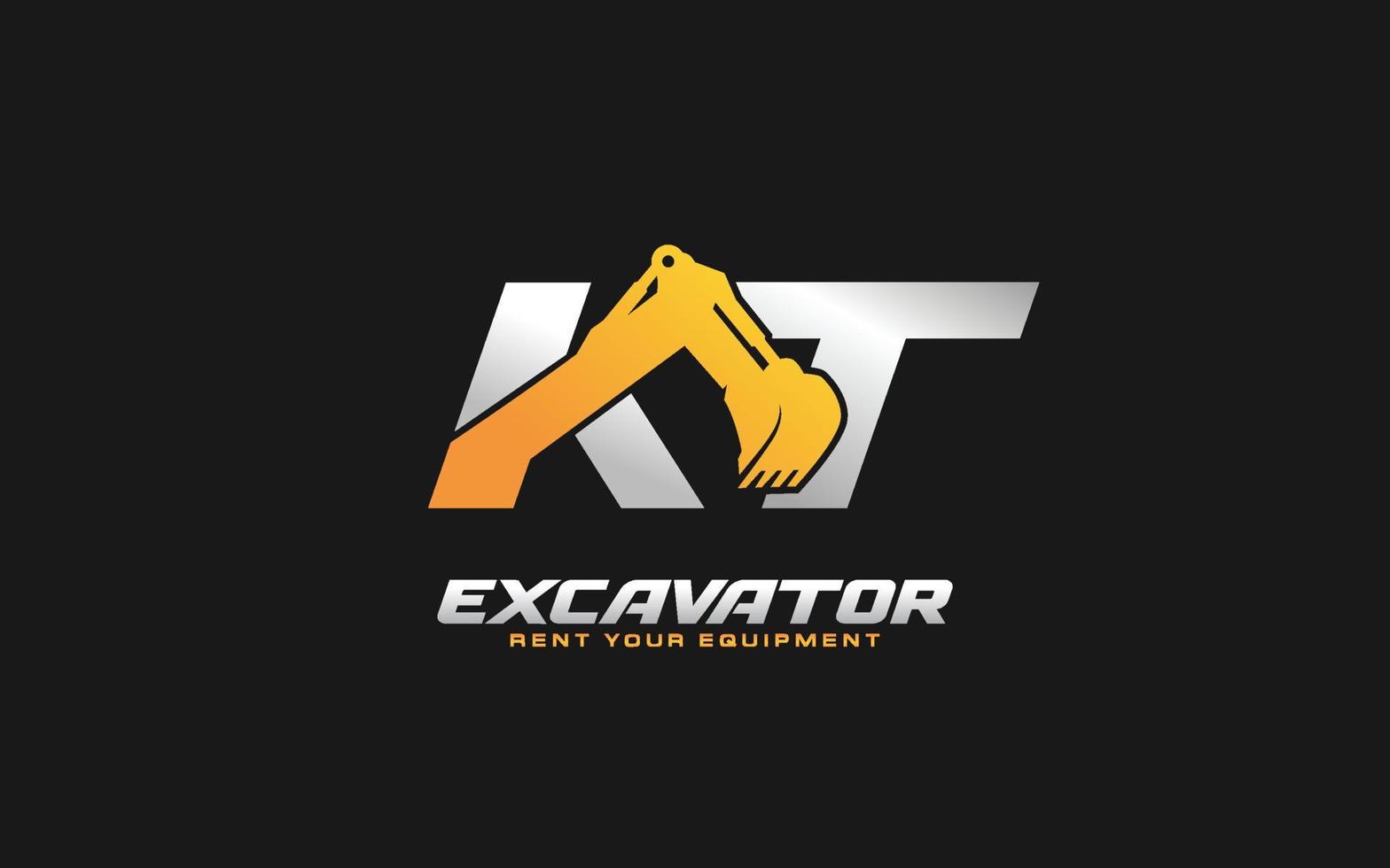 kt logo scavatrice per costruzione azienda. pesante attrezzatura modello vettore illustrazione per il tuo marca.
