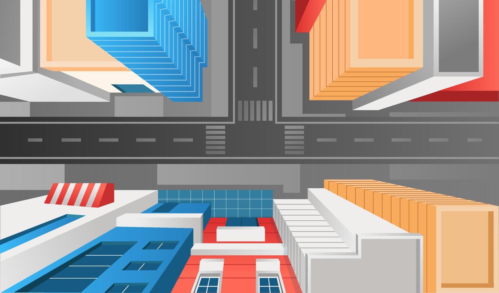 isometrico piatto 3d concetto illustrazione paesaggio moderno edificio città strada superiore Visualizza vettore