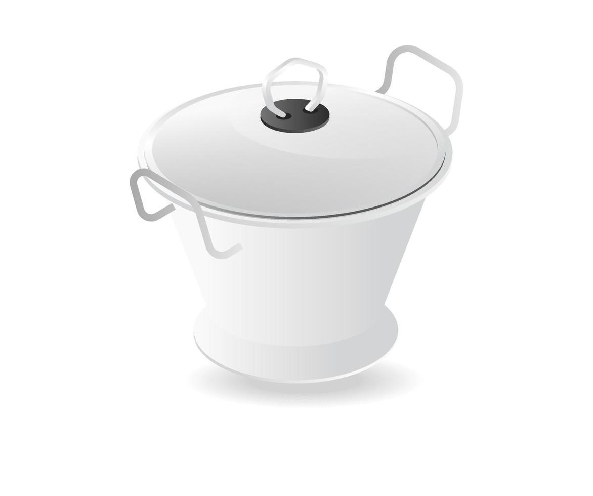 concetto piatto 3d isometrico illustrazione di inossidabile acciaio wok dove riso è cucinato vettore