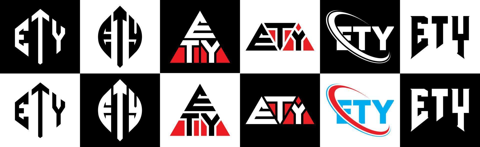 et lettera logo design nel sei stile. et poligono, cerchio, triangolo, esagono, piatto e semplice stile con nero e bianca colore variazione lettera logo impostato nel uno tavola da disegno. et minimalista e classico logo vettore