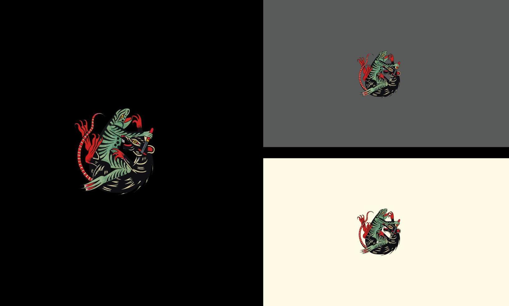 verde rana combattente con nero topo vettore opera d'arte design