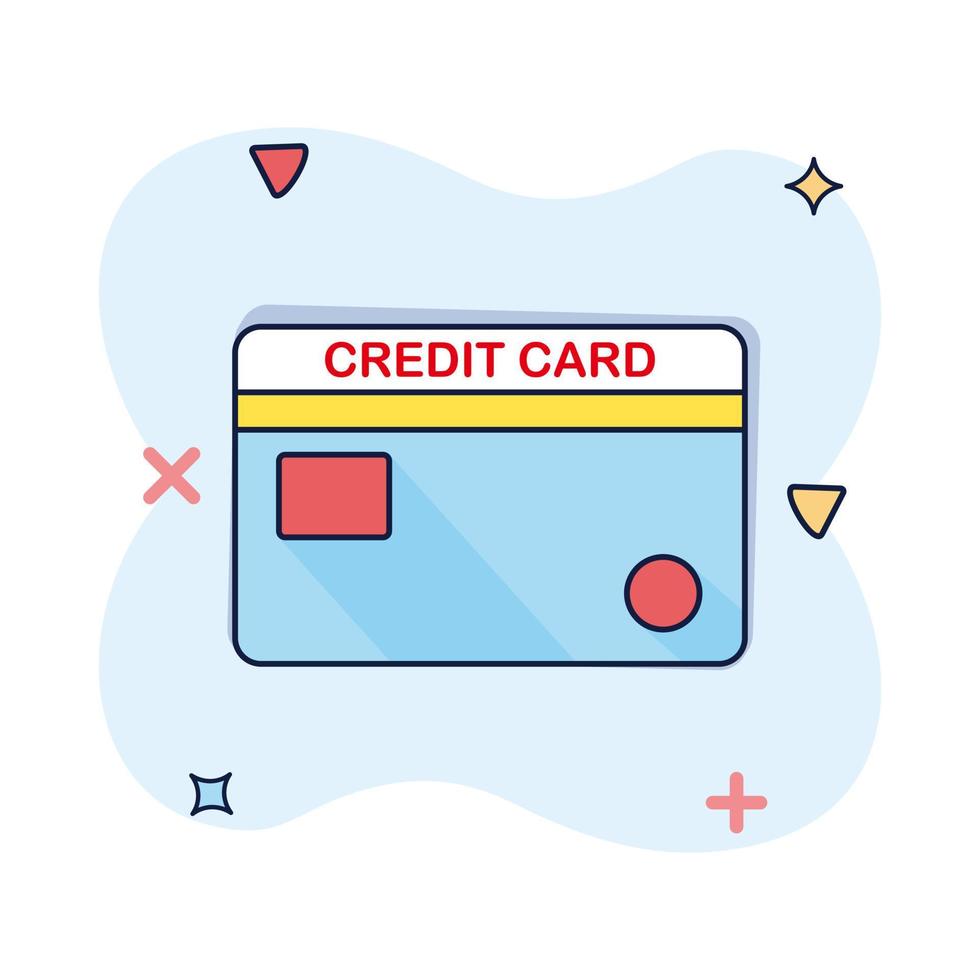 credito carta icona nel comico stile i soldi pagamento cartone animato vettore illustrazione