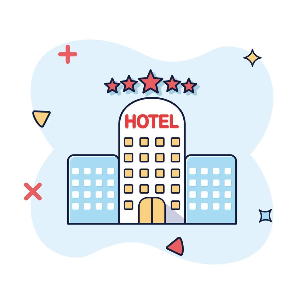 Hotel edificio icona vettore cartone animato illustrazione