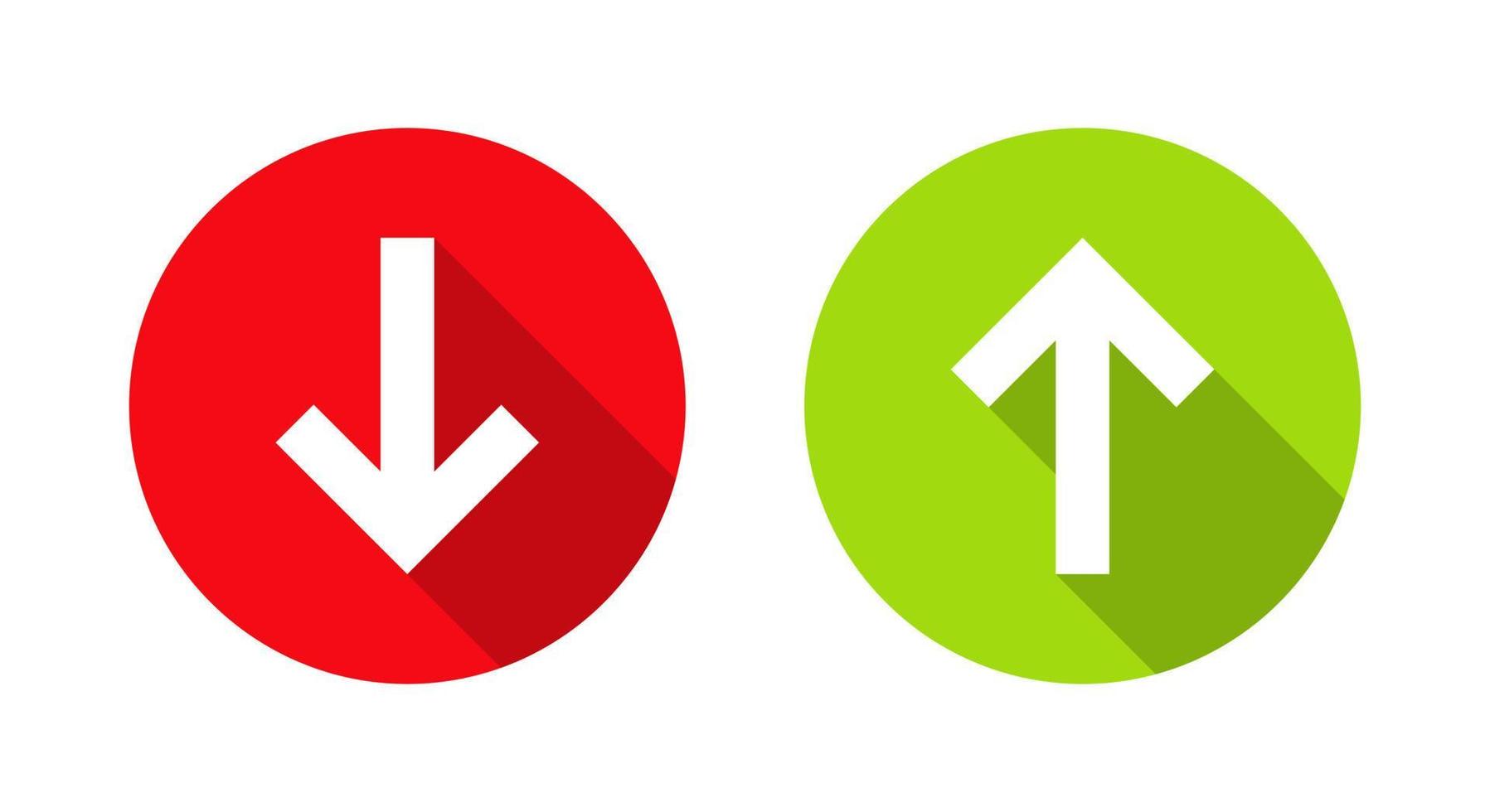 giù e su frecce icona vettore isolato su cerchio sfondo. Scarica e caricare cartello simbolo