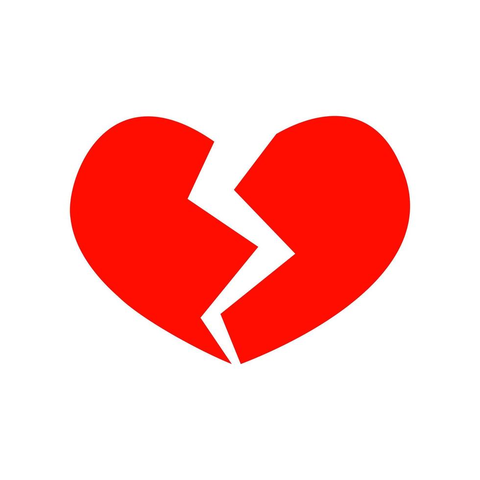 rosso rotto cuore icona. simbolo di infarto, sentire patologia, divorzio o separazione vettore