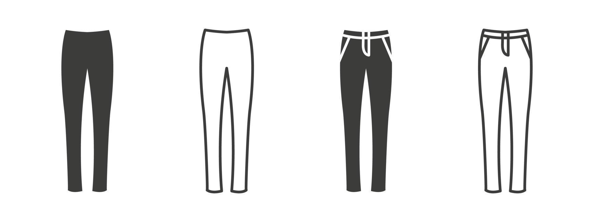 pantaloni icone. Da donna jeans o pantaloni segni. capi di abbigliamento simbolo. vettore illustrazione