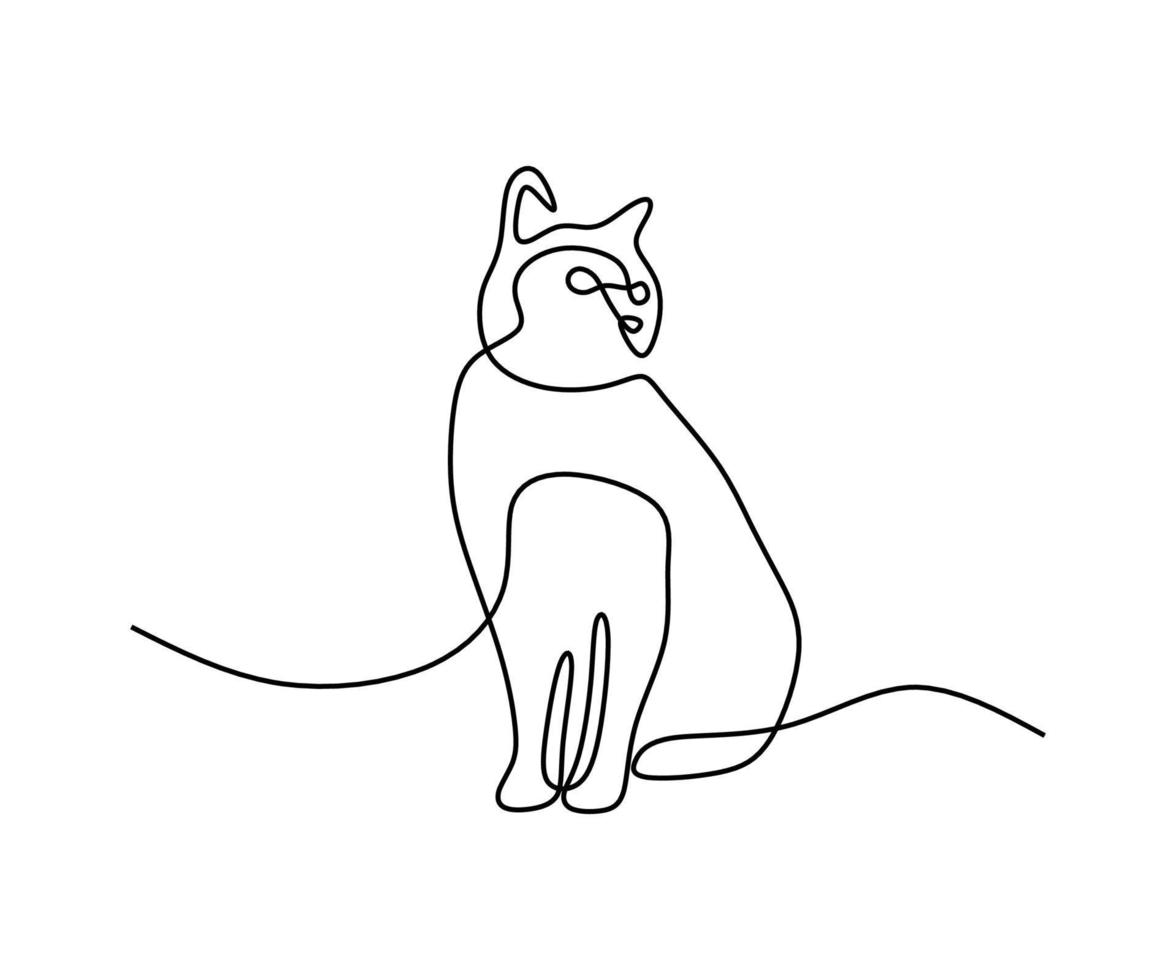 carino gatto animale domestico una linea continuo disegnato a mano linea arte modificabile linea vettore