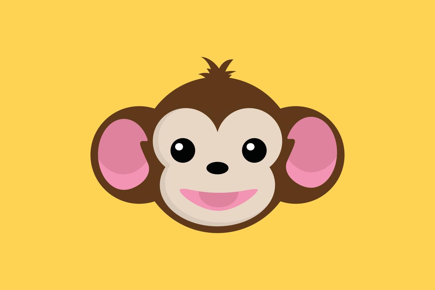 scimmia Sorridi vicino su viso con giallo sfondo vettore