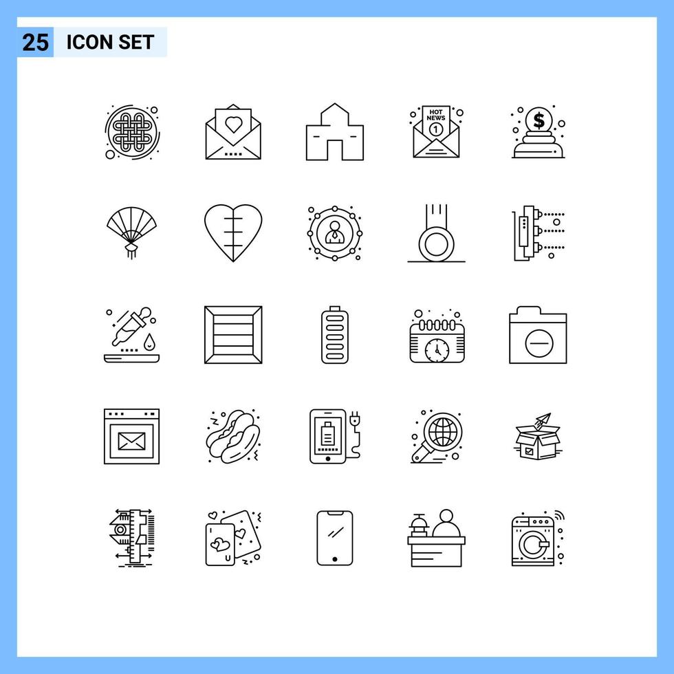 25 utente interfaccia linea imballare di moderno segni e simboli di notizia caldo ringraziamento rottura notizia capanna modificabile vettore design elementi