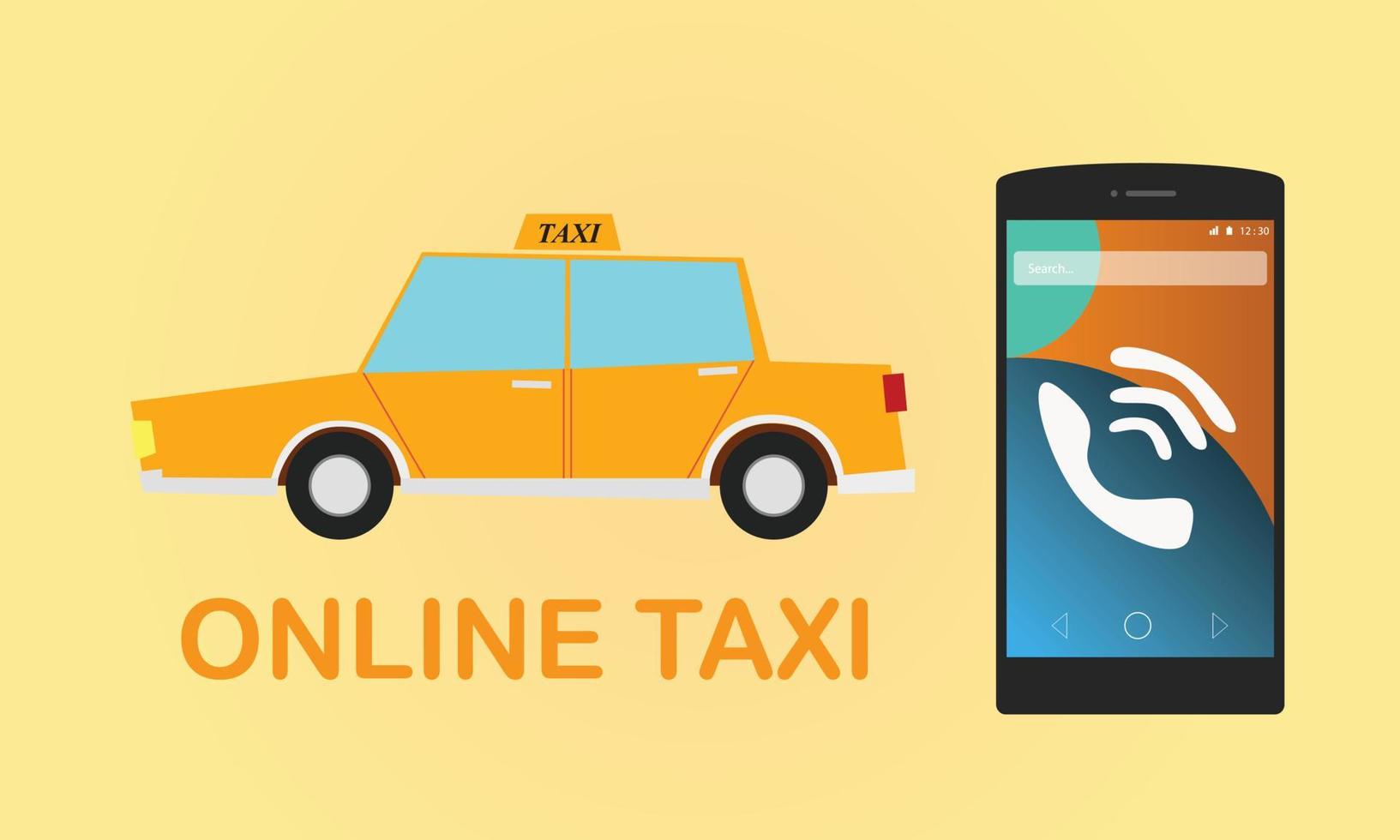 ordine in linea Taxi attraverso smartphone vettore grafico illustrazione