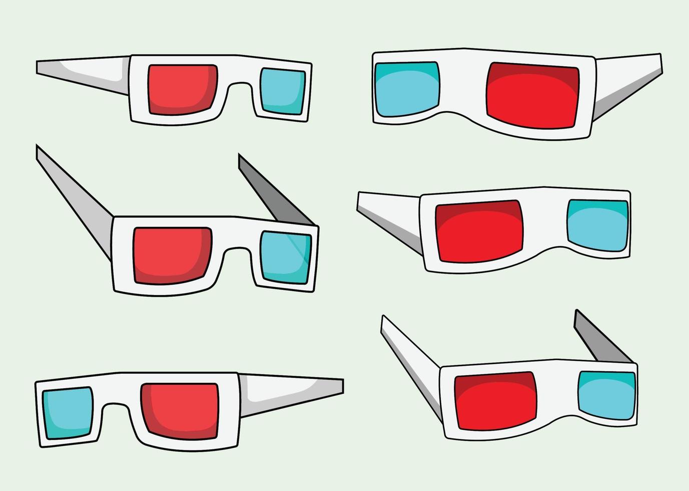 3d occhiali da sole blu raggio cinema occhiali collezione vettore