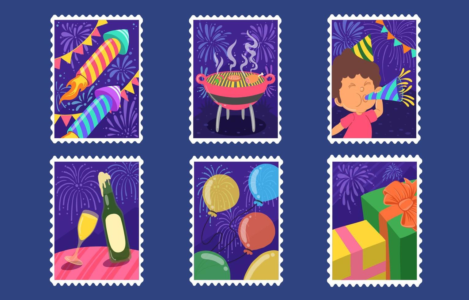 nuovo anno francobollo etichetta vettore