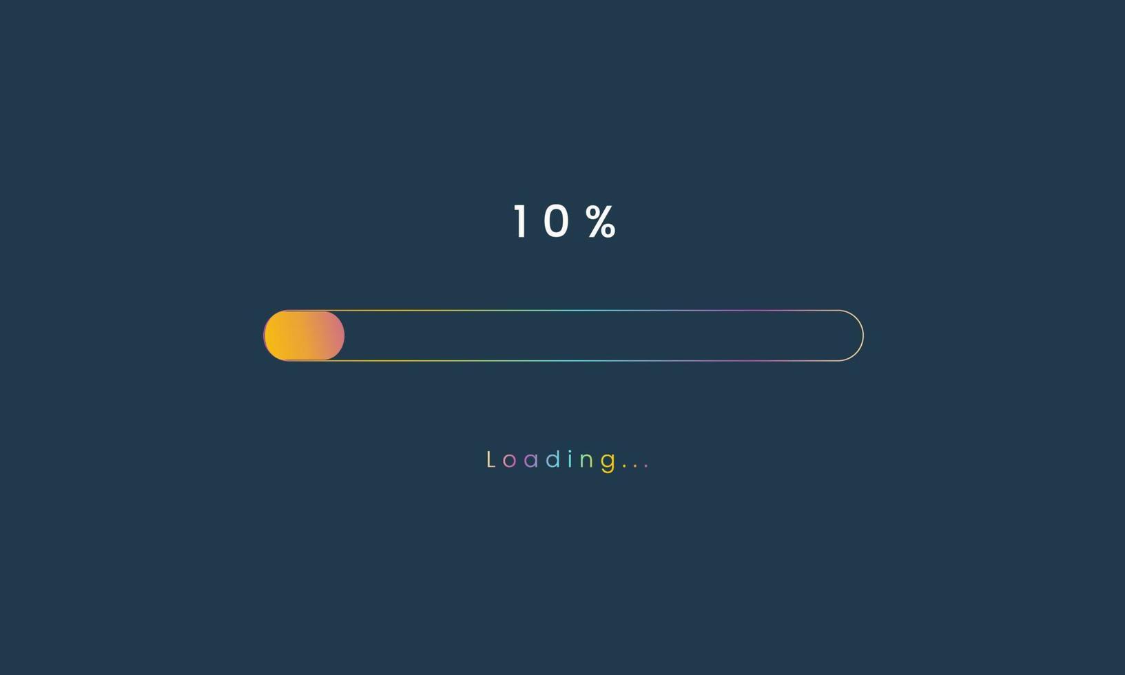 10 per cento arcobaleno Caricamento in corso sbarra, luplouad utente interfaccia, colorato futuristico Caricamento in corso simbolo, un' Caricamento in corso rubinetto menù ui, uso per Scarica progresso, ragnatela design modello, interfaccia caricamento design. vettore