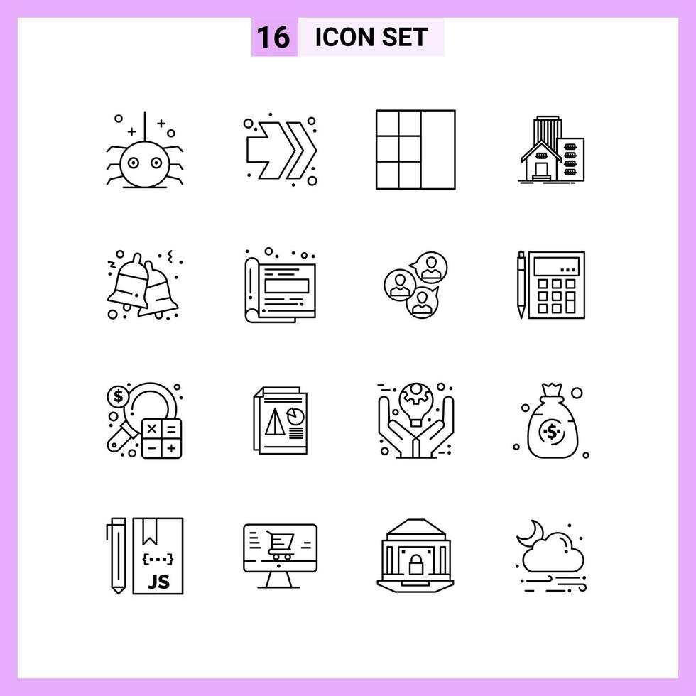 16 icone nel linea stile schema simboli su bianca sfondo creativo vettore segni per ragnatela mobile e Stampa