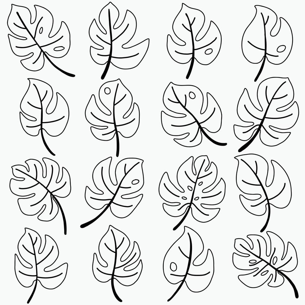 flora Monstera foglia a mano libera disegno decorativo ornamento. vettore