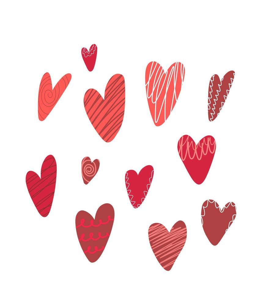 cuore illustrazione per San Valentino giorno. disegnato cuori con modelli per cartoline, confezione, opuscoli, manifesti vettore