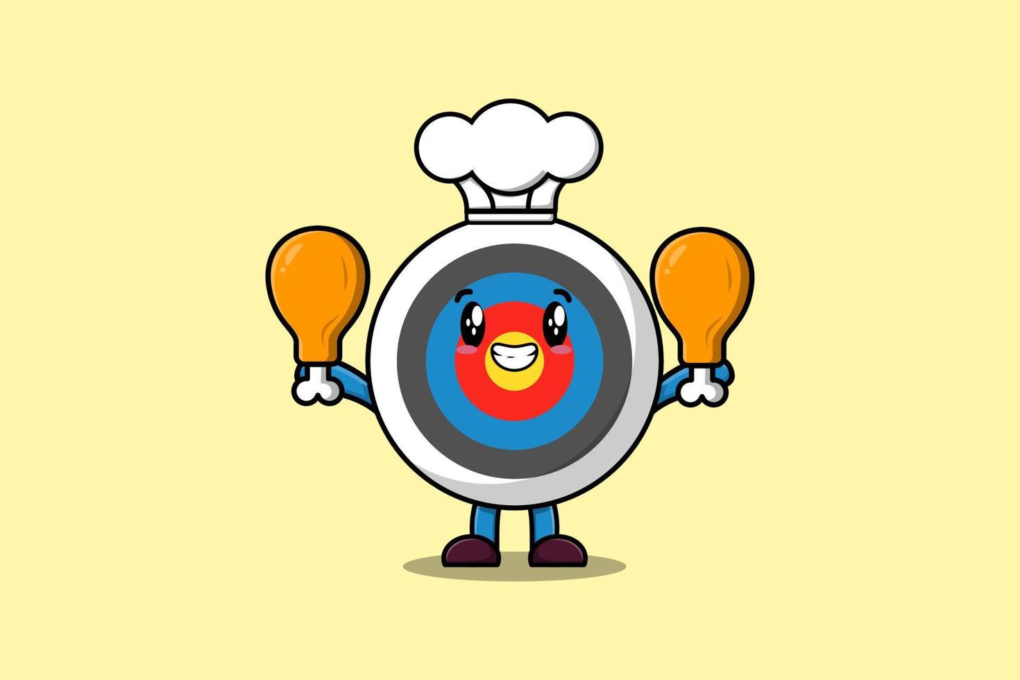 cartone animato tiro con l'arco bersaglio capocuoco hold pollo cosce vettore