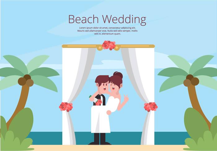 Illustrazione di nozze in spiaggia vettore