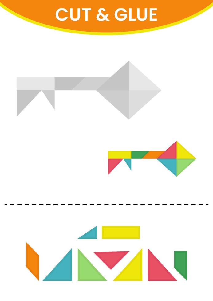 formazione scolastica gioco per bambini tagliare e colla puzzle geometrico forma stampabile foglio di lavoro vettore