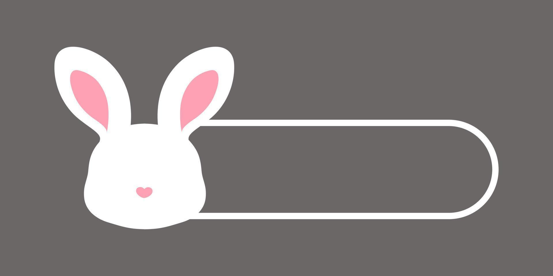 carino astratto bianca coniglio con cuore naso silhouette nome etichetta modello vettore