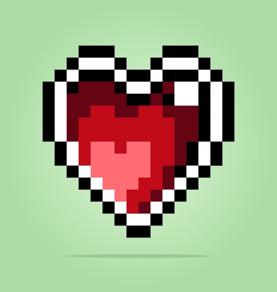 8 bit pixel un cuore di cristallo. icona dell'amore per le risorse di gioco e gli schemi a punto croce nelle illustrazioni vettoriali. vettore