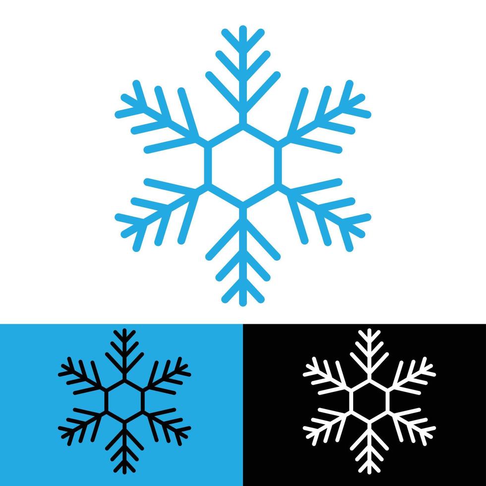 neve fiocchi piatto logo semplice disegno, blu bianca e nero colore vettore