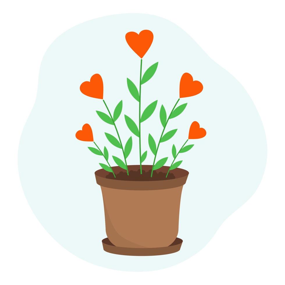 fiori nel modulo cuore. amore pianta nel pentola. vettore illustrazione. design per san valentino giorno. il concetto di bontà e amore.