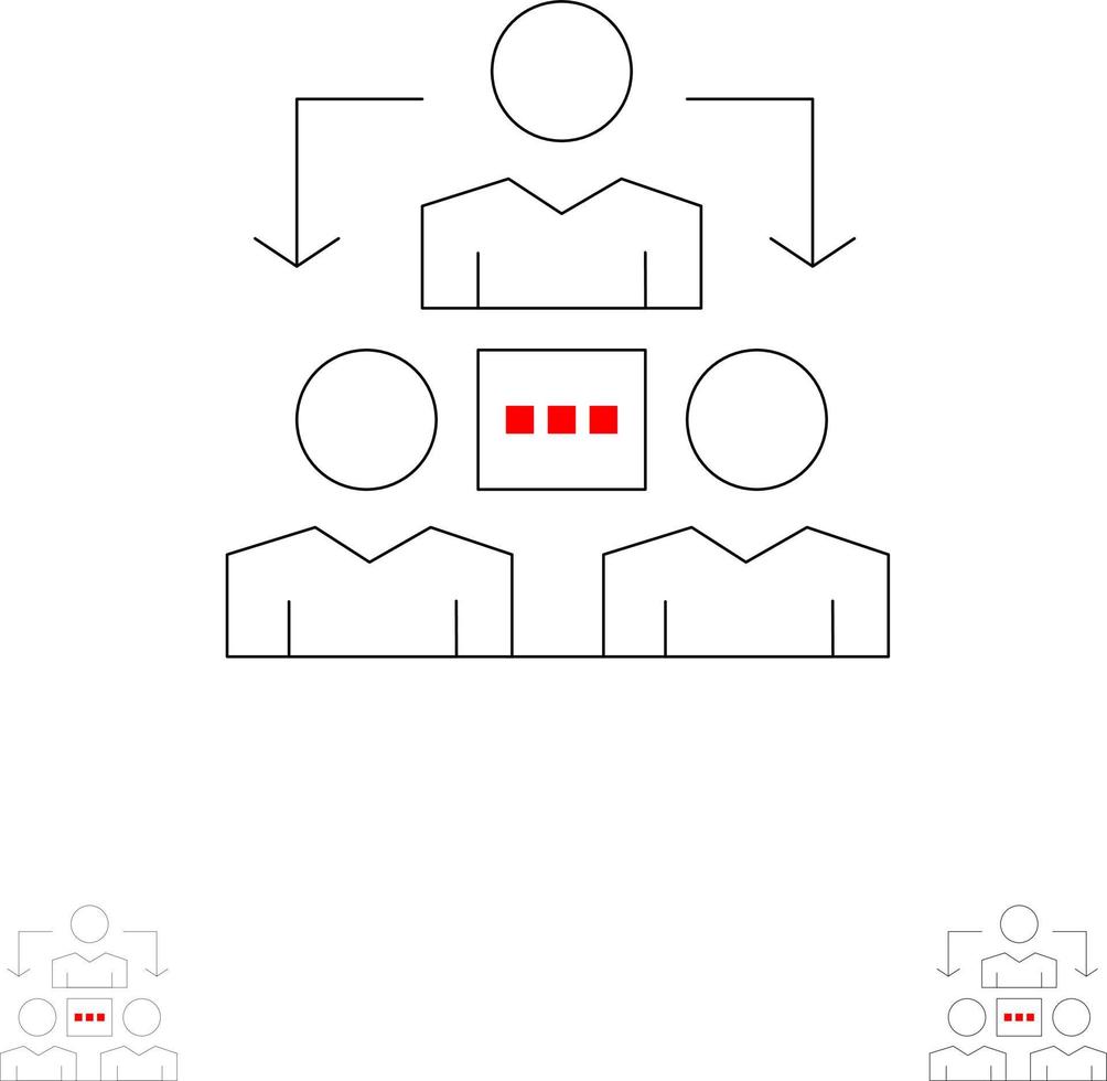 connessione incontro ufficio comunicazione grassetto e magro nero linea icona impostato vettore