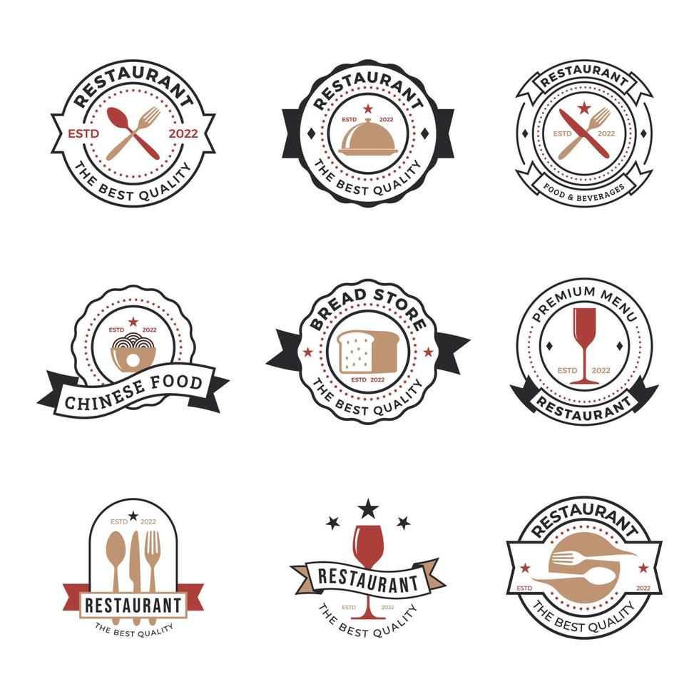 Vintage ▾ ristorante logo impostato vettore