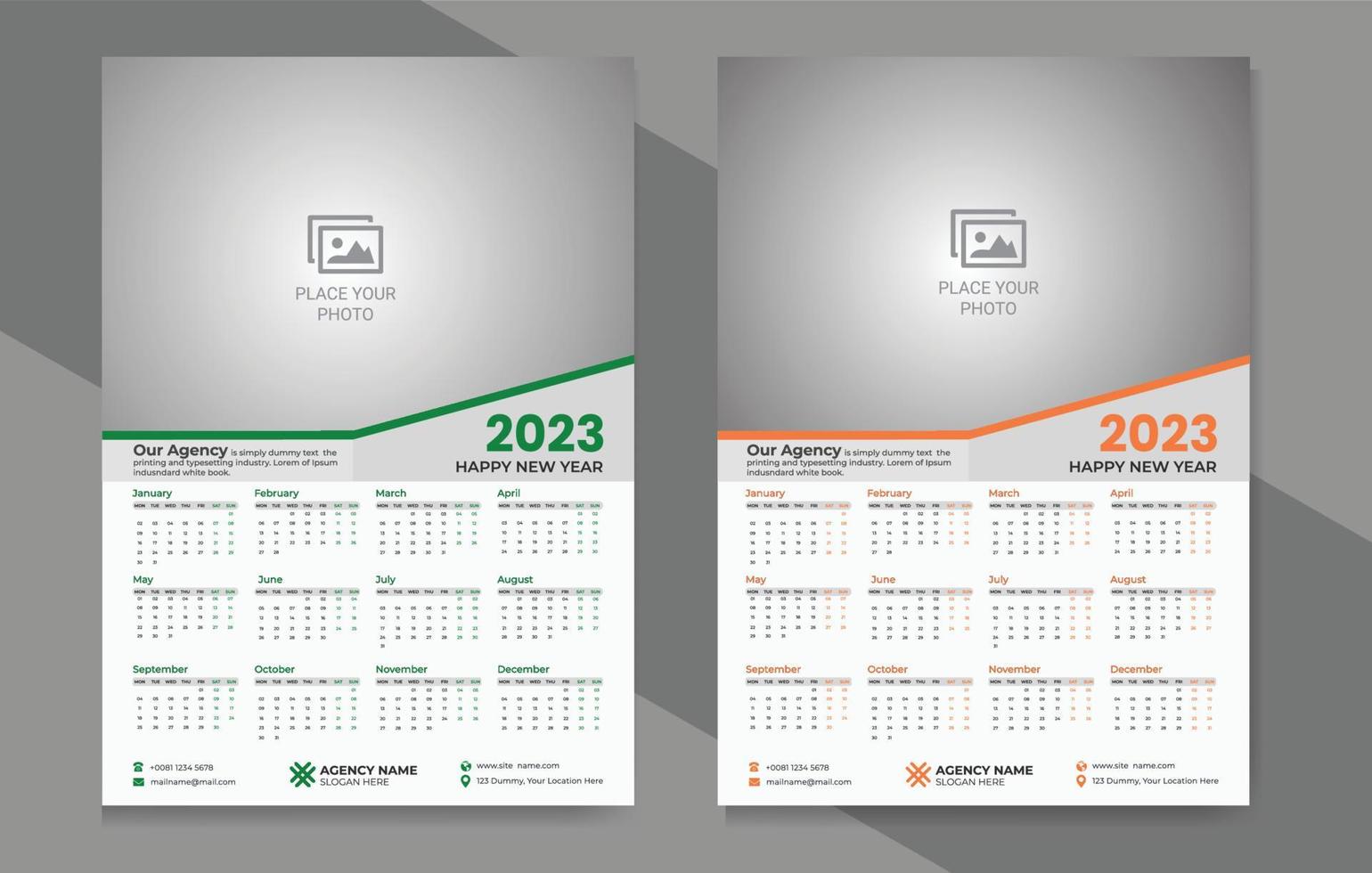 2023 una pagina parete calendario design modello vettore